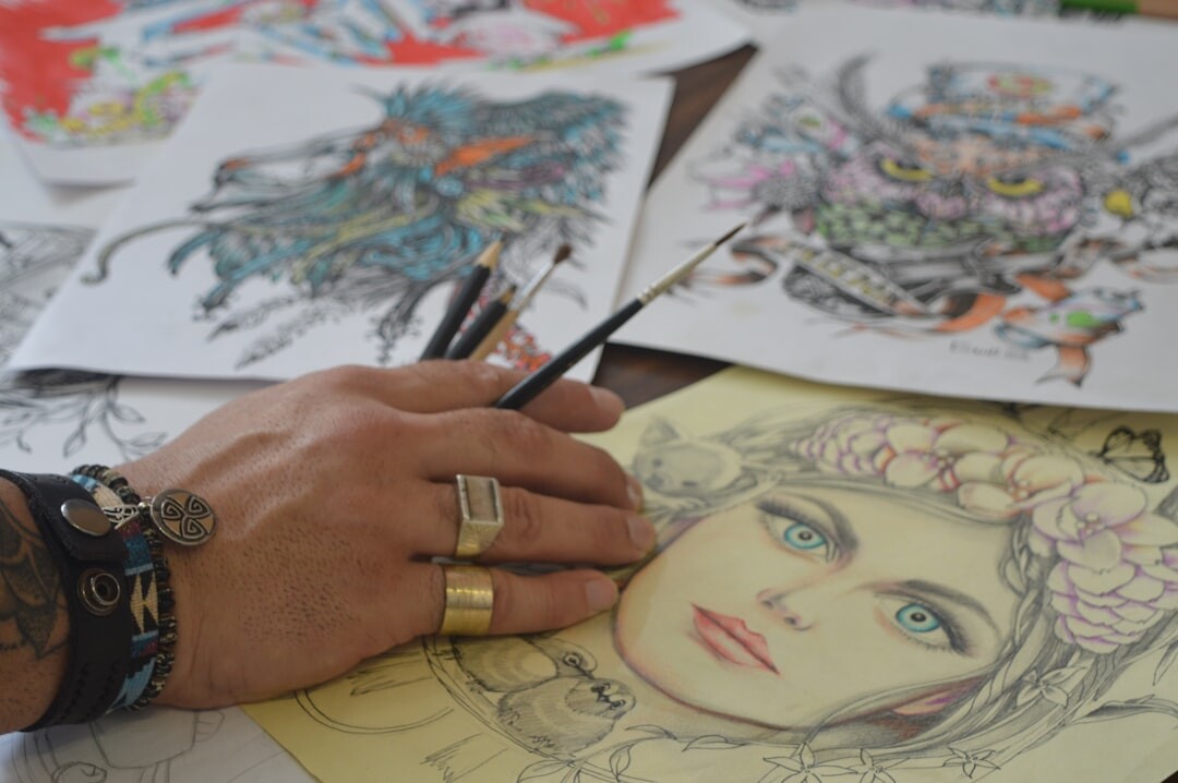 artist creating vintage ad